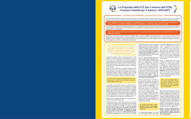 LE PROPOSTE FLP PER  IL RINNOVO DEL CCNL  FUNZIONI CENTRALI